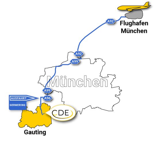 Flughafen München bis CDE mit Auto