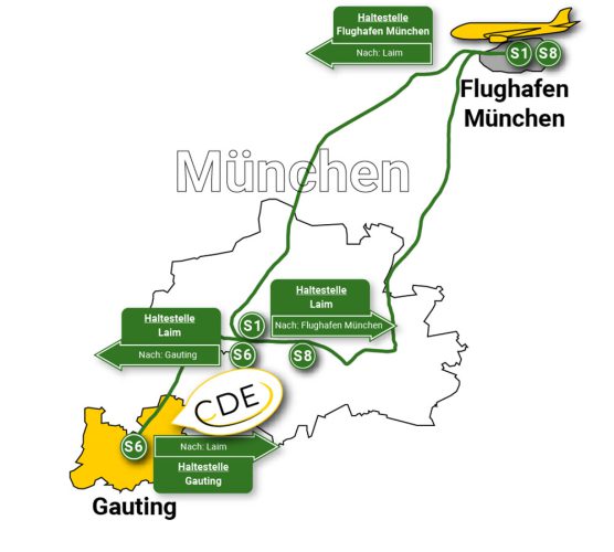 Flughafen München bis CDE mit S-Bahn
